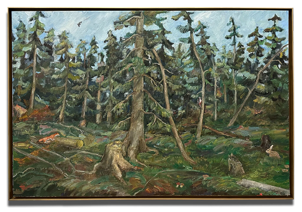 Taiga Forest, 2025
Oil and acrylic on Canvas
25 x 39 in