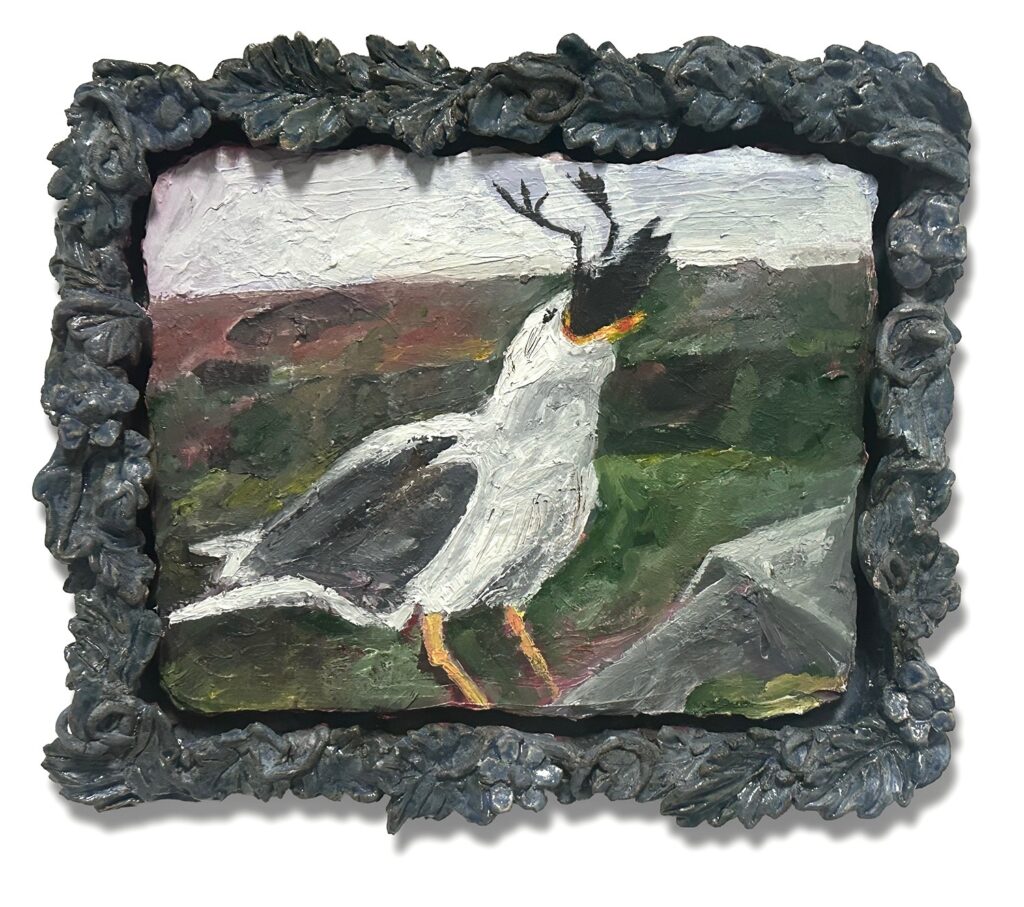 Saturn, 2025
Oil paint on wood in ceramic frame
Approx 14 x 11 in