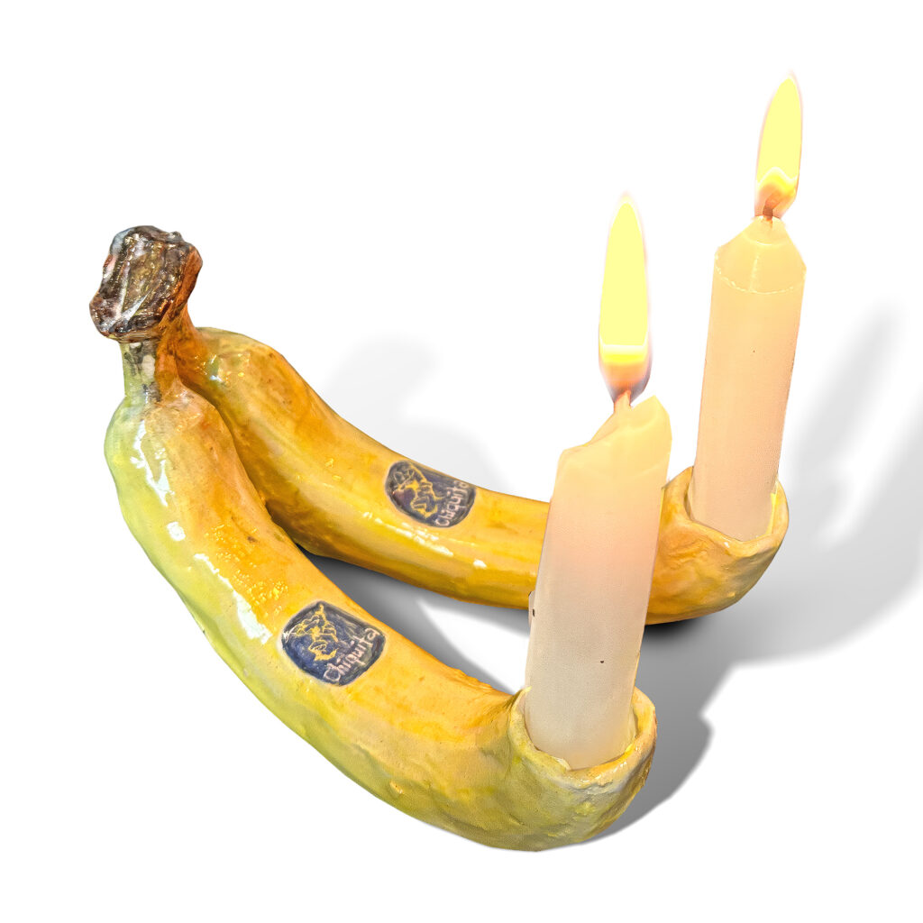 Two Bananas candle holder, 2024,
Ceramic, 7 x 5 x 4 in
